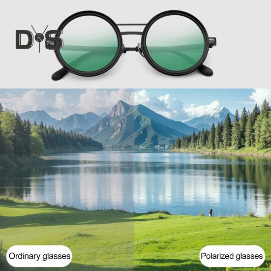 Adjustable Tint Sunglasses for Men Women UV Protection Round Polarized Sunglasses Retro Circle Eyeglass with Gradient Lenses for Beach Driving