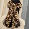 Vintage Leopard Print Bowknot Hairpin Long Ribbon Back Head Spring Clip Ponytail Headwear for Women Elegant Versatile Hairpin