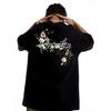 Amerikanische High Street Blumenstickerei Kurzarm Herren Trendmarke Schweres T-Shirt Paar Schwarz High-End Halbarm Oberteil Unisex