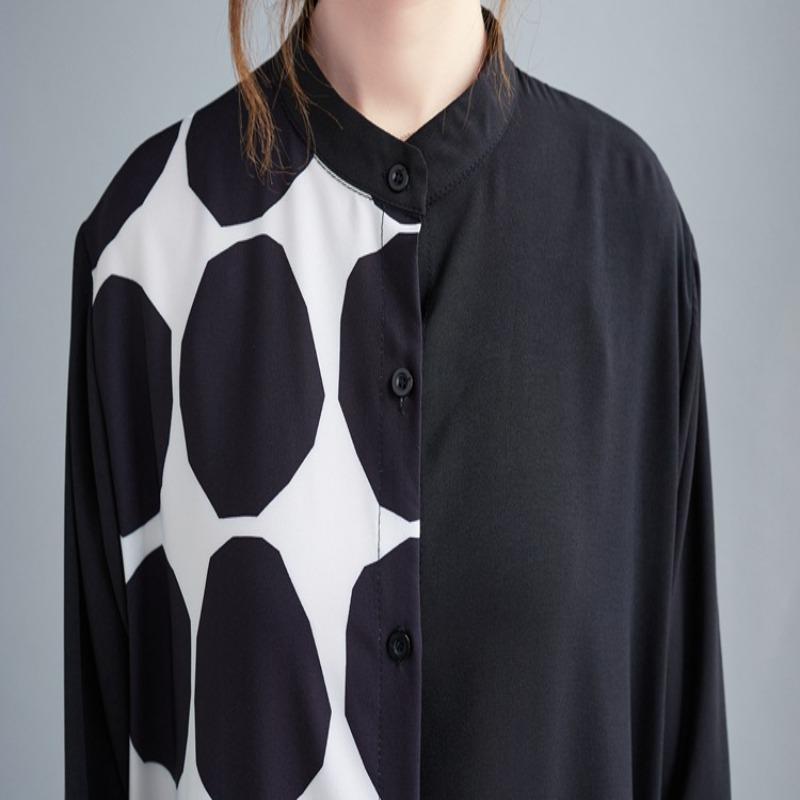 Spring and Autumn New Fashion Stitching Plus Size Loose Comfortable Refined Long Shirt Casual Long Sleeve Dress
