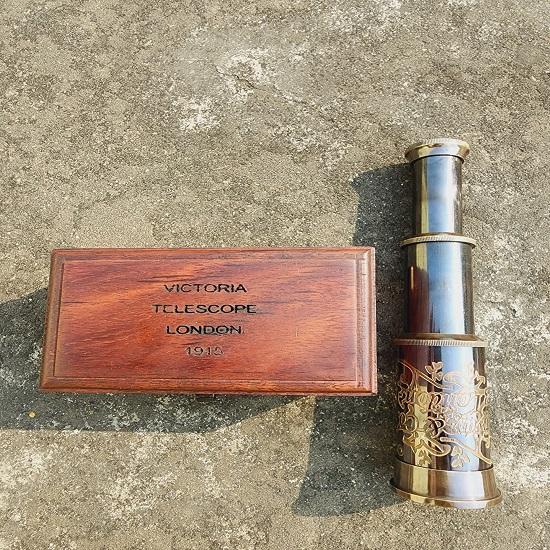 

W. Отвей Антикварный морской телескоп Илинга с деревянным ящиком Королевский подлинный пиратский навигационный