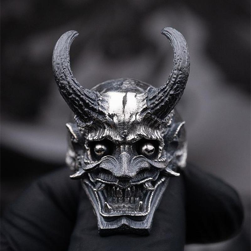 Vintage Mens 316l Stainless Steel Skull Anger Ring Punk Biker Skeleton Rings For Men Party Jewelry Gifts