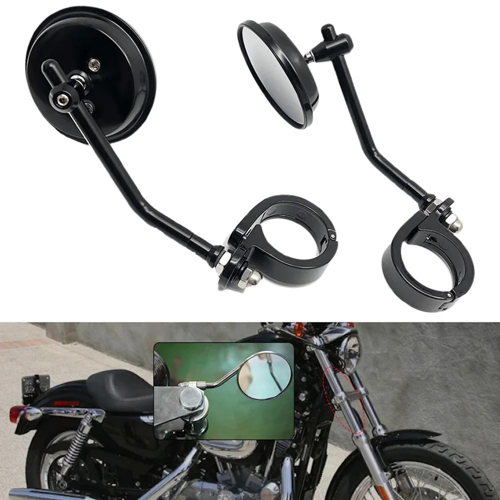 For Sportster XL883 XL1200 883L 2004-2019 2014 2015 2016 2017 2018 Motorcycle Rearview Side Mirror Aluminum for 38-41mm Forks