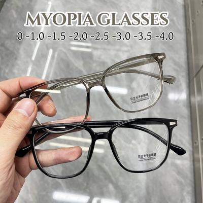 Trendy Women Blue Light Blocking Minus Glasses Vintage Myopia Transparent Prescription Eyewear Classic Diopter Eyewear -1.5 -2.5