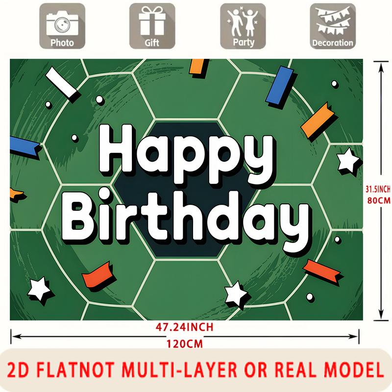 Party Backdrop Happy Birthday Birthday Soccer Green Photo Booth Background Front Door Decor