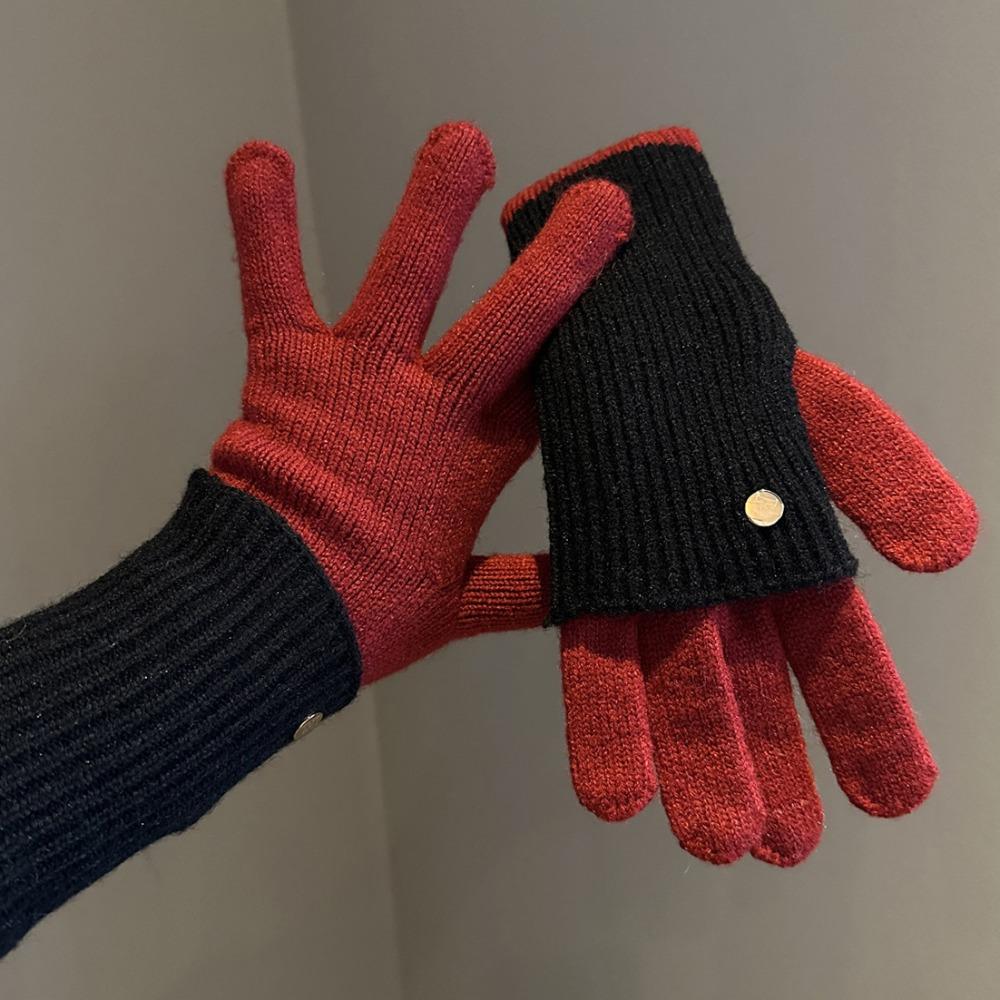 Warm Gloves Thicken Winter Gloves Simple Knitted Gloves Cycling