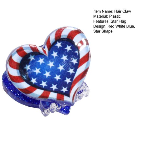 Yousheng Hair Claw Red White Blue Star Design Mini Hair Clip Independence Day Small Hair Clip Party Gatherings Patriotic Hair Accessory