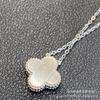 S925 Sterling Silber Kleeblatt-Halskette mit Diamant-Inlay - Limitierte Weihnachtspendant