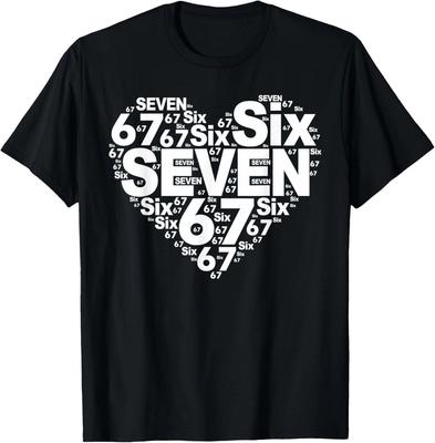 Lustiges 67 Meme Sechs Sieben Herz Passende Paare Valentinstag T-Shirt