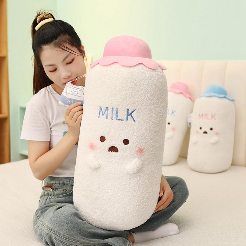 Baby Milk Bottle Soft Stuffed Plush Toys Blue Pink Bottle Plushies Dolls Happy Boy Girl Birthday Party Babyshower Sofa Cushion