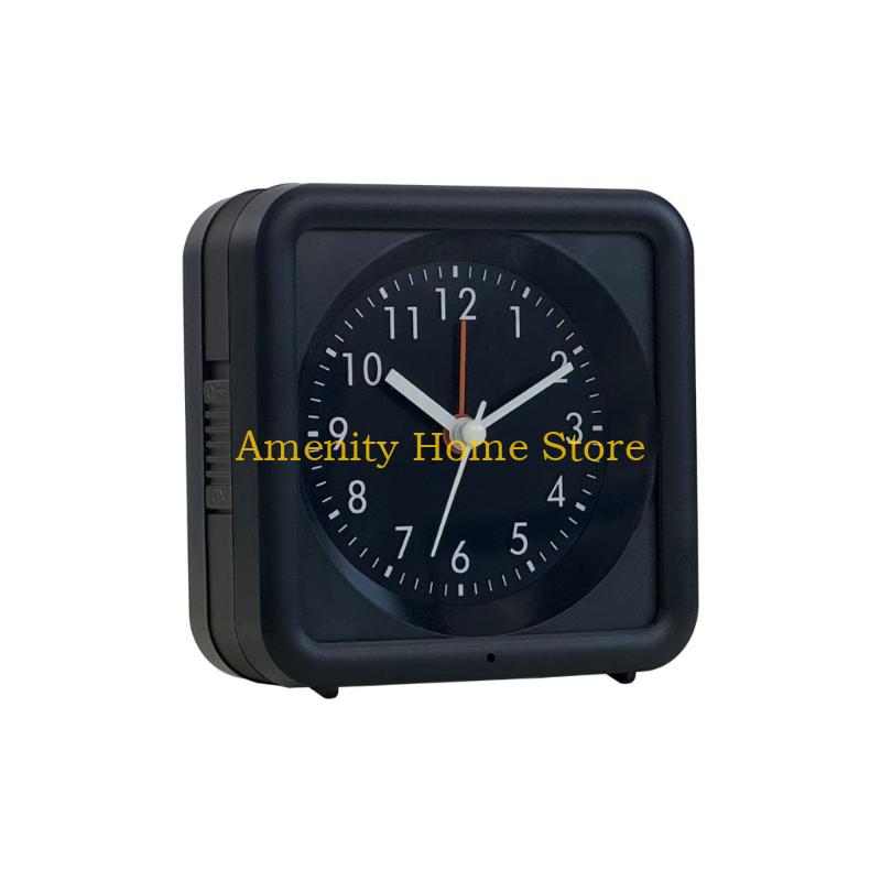 

F26C Simple Design Square Quiet Alarm Clock Night Glowing Student Bedsides Easy Use чёрный