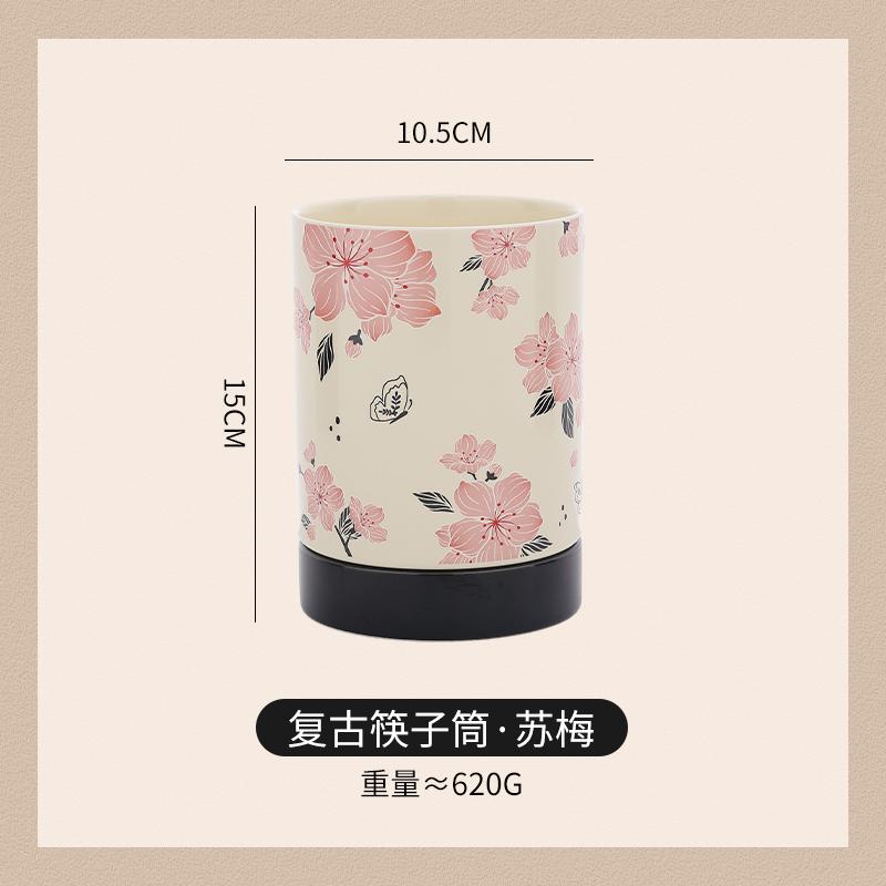 Vintage Ceramic Chopstick Holder Household Chopstick Storage Box with Draining Water Chopstick Spoon Holder Kitchens Accessories