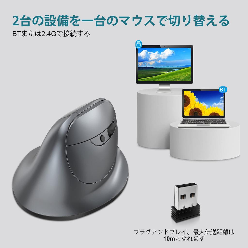 Lefon Wireless Ergonomic Tendonitis DPI 4 OLED Battery Level USB 8 Optical Compatible with Windows and MacOS Mouse, Vertical, Design, Prevention,