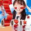 Waterproof Heart-Shaped National Flag Stickers for Kids - Five-Star Red Flag Face Stickers for National Day