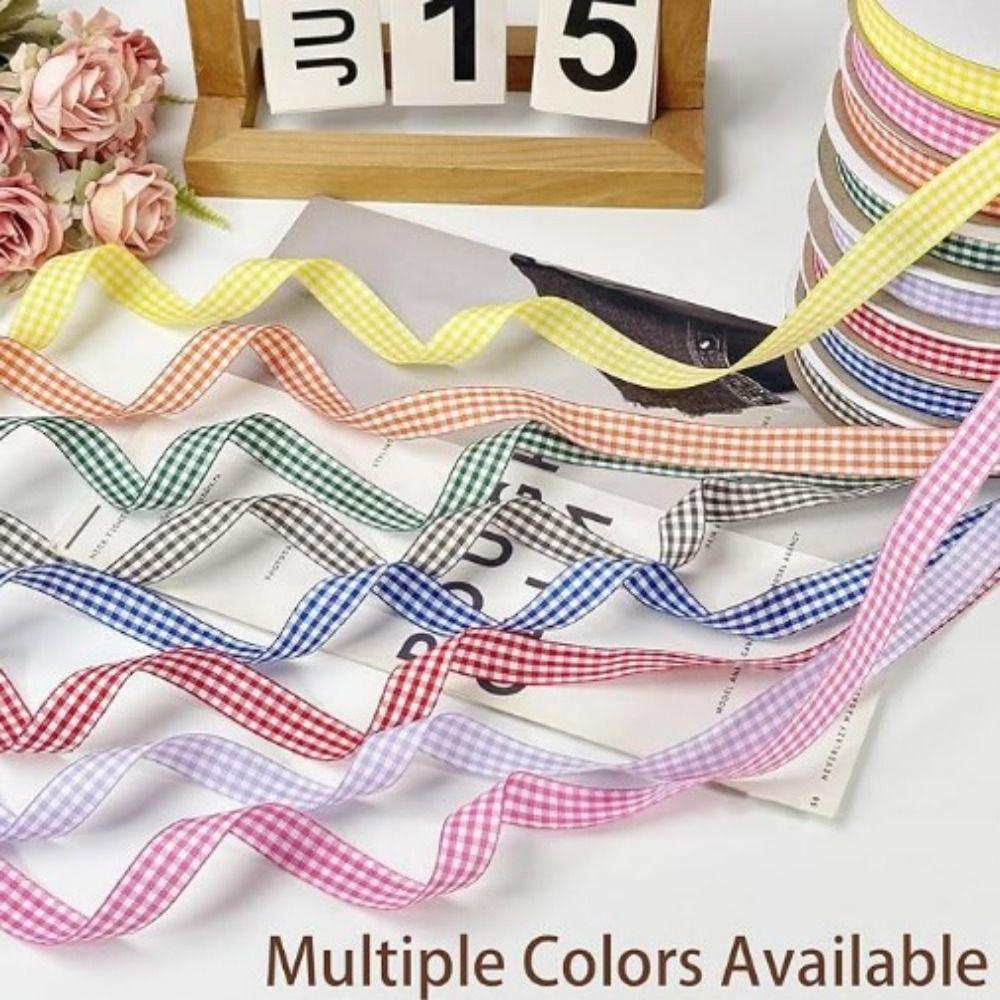 1/2cm Gingham Ribbon DIY Crafts Gift Wrapping Ribbon Birthday Plaid Ribbon  Hair Bows