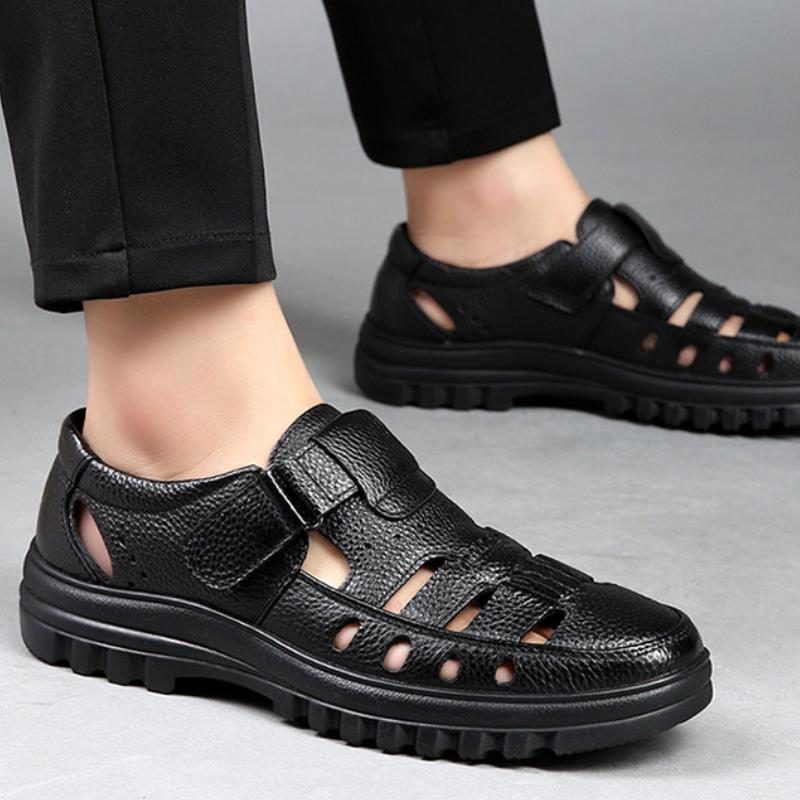 Fashion Luxury Men's Sandals Summer New Hollow Out Leather Shoes for Men Breathable Casual Shoes Fashion High Quality Men Sandalias 2024