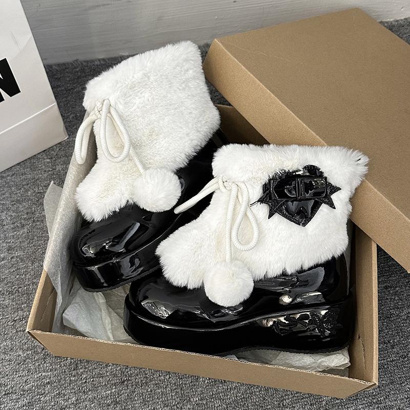 

Женские зимние теплые меховые ботинки большого размера на мягкой подошве, утепленные подкладкой, ботильоны до щиколотки, нескользящие, для пеших прогулок, повседневные, спортивные, хлопковые ботинки 36 чёрный