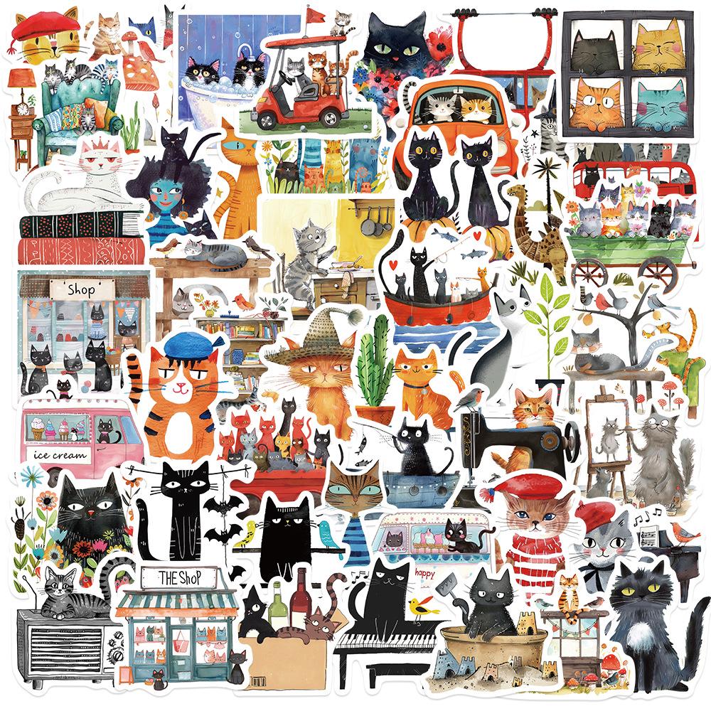 Adorable Kitten & Puppy Stickers: Creative, Waterproof Decals for Notebooks, Bottles, Phones, Skateboards, and Journals.