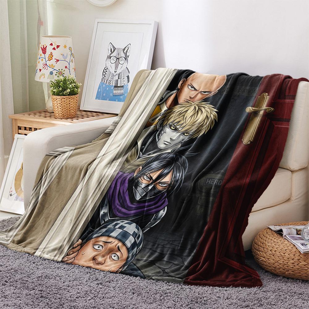 1PC Onepunch Man Patterned Flannel Blanket Suitable For All Seasons For Home Decor Warmth And Comfort Gifts Holiday Present