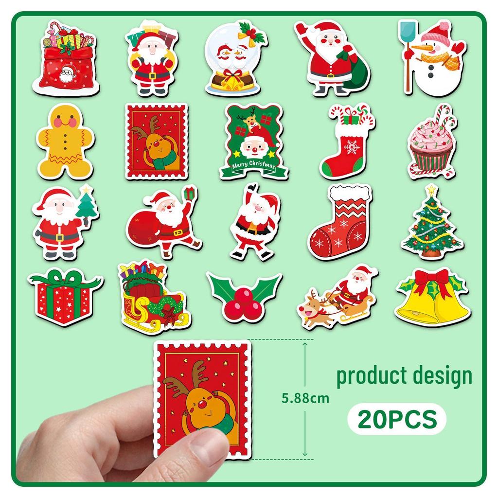 20-Piece Christmas Cartoon Magnetic Refrigerator Stickers: Gingerbread Man & Tree Designs