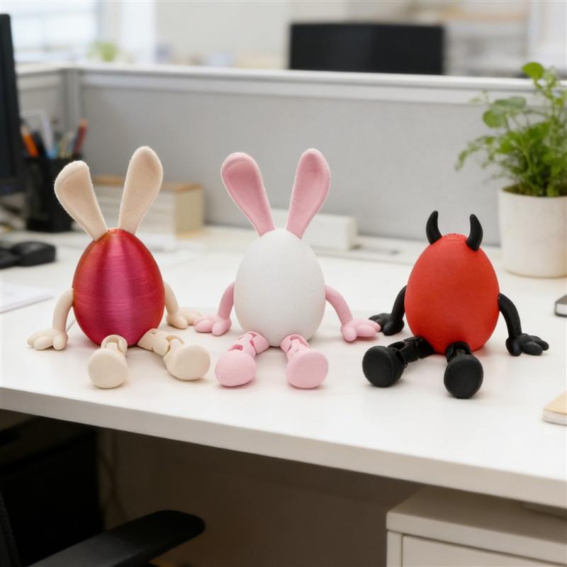 Cartoon Easter Bunny Easter Egg 3D Printed Toy Movable Rabbit Ornament Portable Home Decoration Creative Easter Egg Gifts