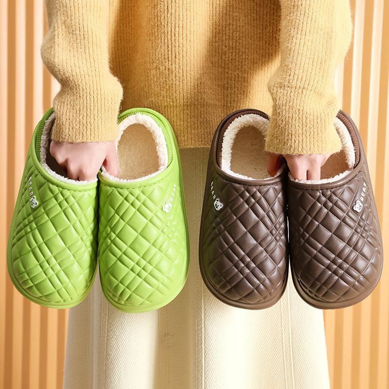 New Cotton Slippers Autumn and Winter Waterproof Plush Indoor Non-slip Silent Outer Wear Household Slippers