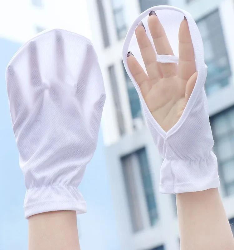 

Ice Silk Open-fingered Short Sunscreen Gloves Sleeve Women Lady Thin Driving Outdoor Riding Gloves Mittens Sun Protection Gloves белый