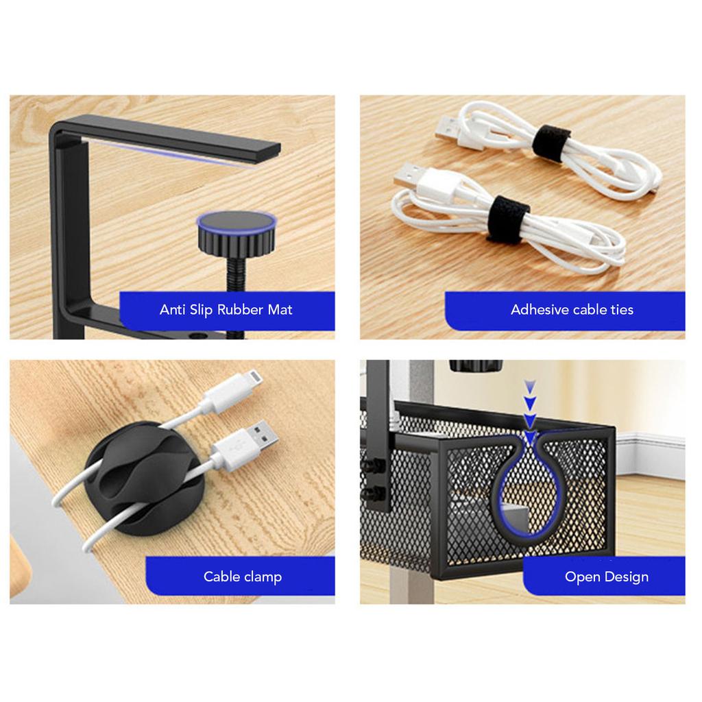 Under Desk Cable Management Tray No Drill Steel Desk Cord Wire Management Tray Cable Management Rack with Clamp For Office Home