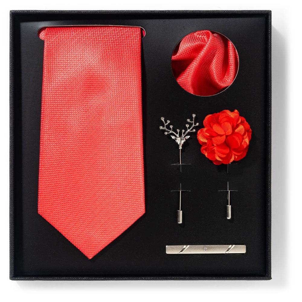 Tie Men'S Net Color Striped Cashew Flower Men'S Tie High Sense 6-Piece Gift Box Men'S Suit Accessories