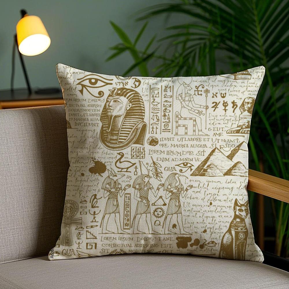 Ancient Egyptian Cushion Cover Soft Short Plush Double-Sided Printing Home Decor Machine Washable Pillow Case Gift