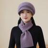 New Women Fashion Winter Warm Set K Letter Plush Fur Lined Warm Hats For Women Casual Rabbit Fur Blend Outdoor Dandy Knitted Cap