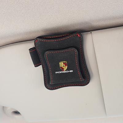 ZKLF2 Car Suede Sun Visor Glasses Clip Sunglasses Storage Box For Cayenne Panamera Macan 911 718 Taycan Boxster Cayman 918