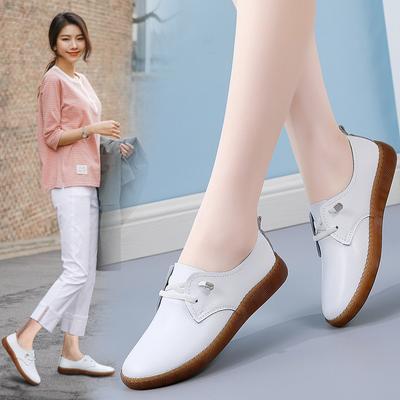 Doudou Shoes Women's Spring and Autumn Soft-soled White Shoes One-step Non-slip Shoes Casual Small Leather Shoes