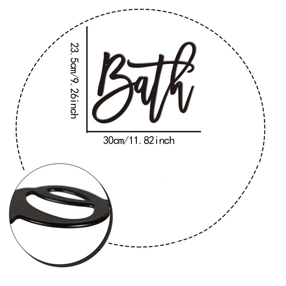 Bath Metal Word Wall Decor Stylish Bath Sign Powder Room & Bathroom Decor Modern Farmhouse Design Elegant Restroom Wall