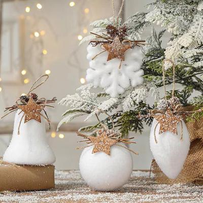 White Foam Christmas Ball Ornaments Xmas Tree Hanging Snowflake Bell Pendants Navidad Home Party Decorations 2025 New Year Gifts
