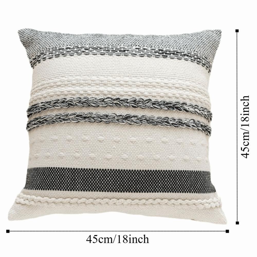 18x18 Inch Boho Throw Pillow Covers Striped Pattern Bohemian Style Large Throw Pillows Textured Design