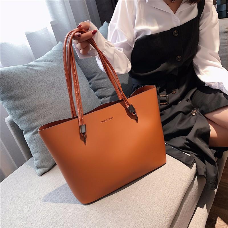 Large Capacity PU Leather Tote Bag for Women Luxury Lady Handbags with Purse Pocket Big Messenger Bag
