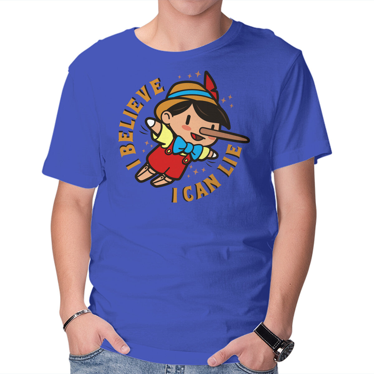 Unisex Crew Neck T-Shirt I Believe I Can Lie Graphic Short Sleeve Casual Tee XL