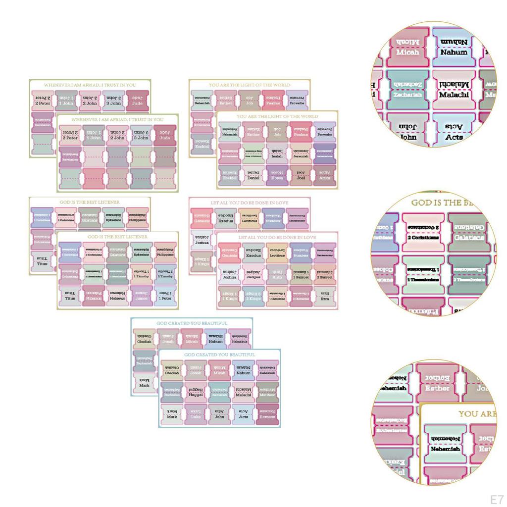 10 Sheets of Colorful Bible Index Tabs for Study