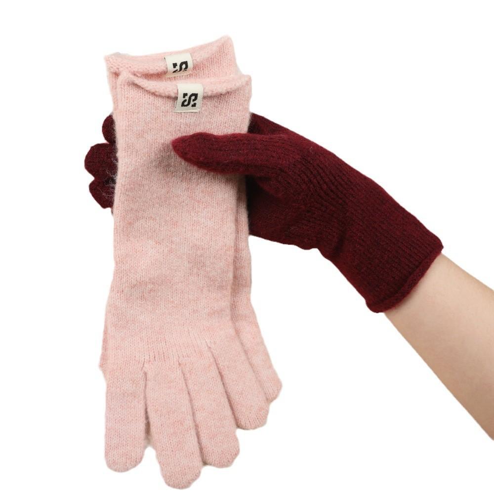 Warme Strickhandschuhe für Damen im Herbst und Winter Studenten Einfarbig Vielseitig Fingerfrei Fingerwollhandschuhe für Büro Outdoor Reiten