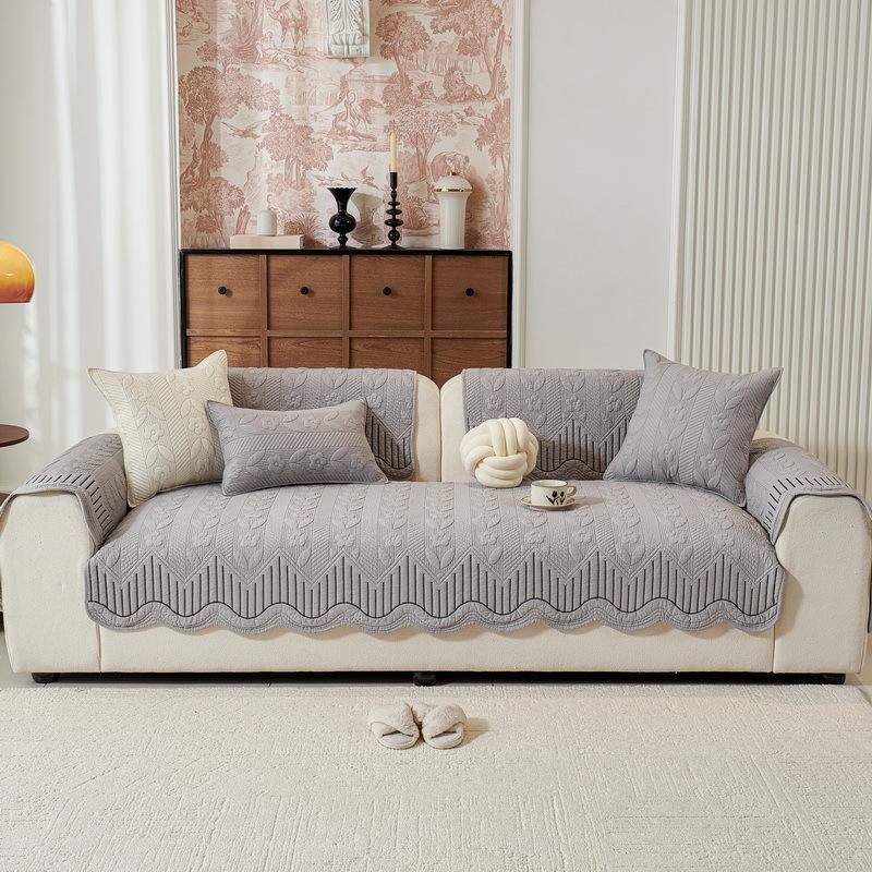Cream Wind Sofa Cushion Universal In All Seasons  New Straight Row Summer Seat Cushion Sub-Cover Cloth Towel Fixed Non-Slip Cover