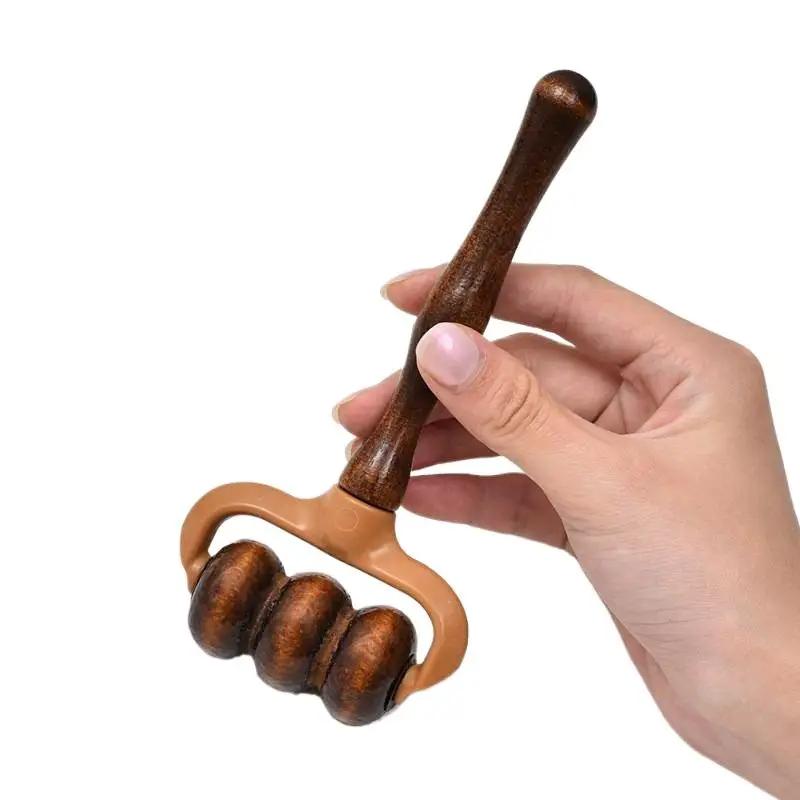 Wooden Massage Roller Handheld Muscle Relief For Neck, Shoulders, Head Promotes Circulation Home & Office Use