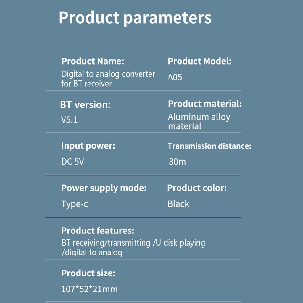 Portable USB Bluetooth-compatible Adapter Aluminum-Alloy Digital-to-analog Converter Easy Operation for PC/Headphones