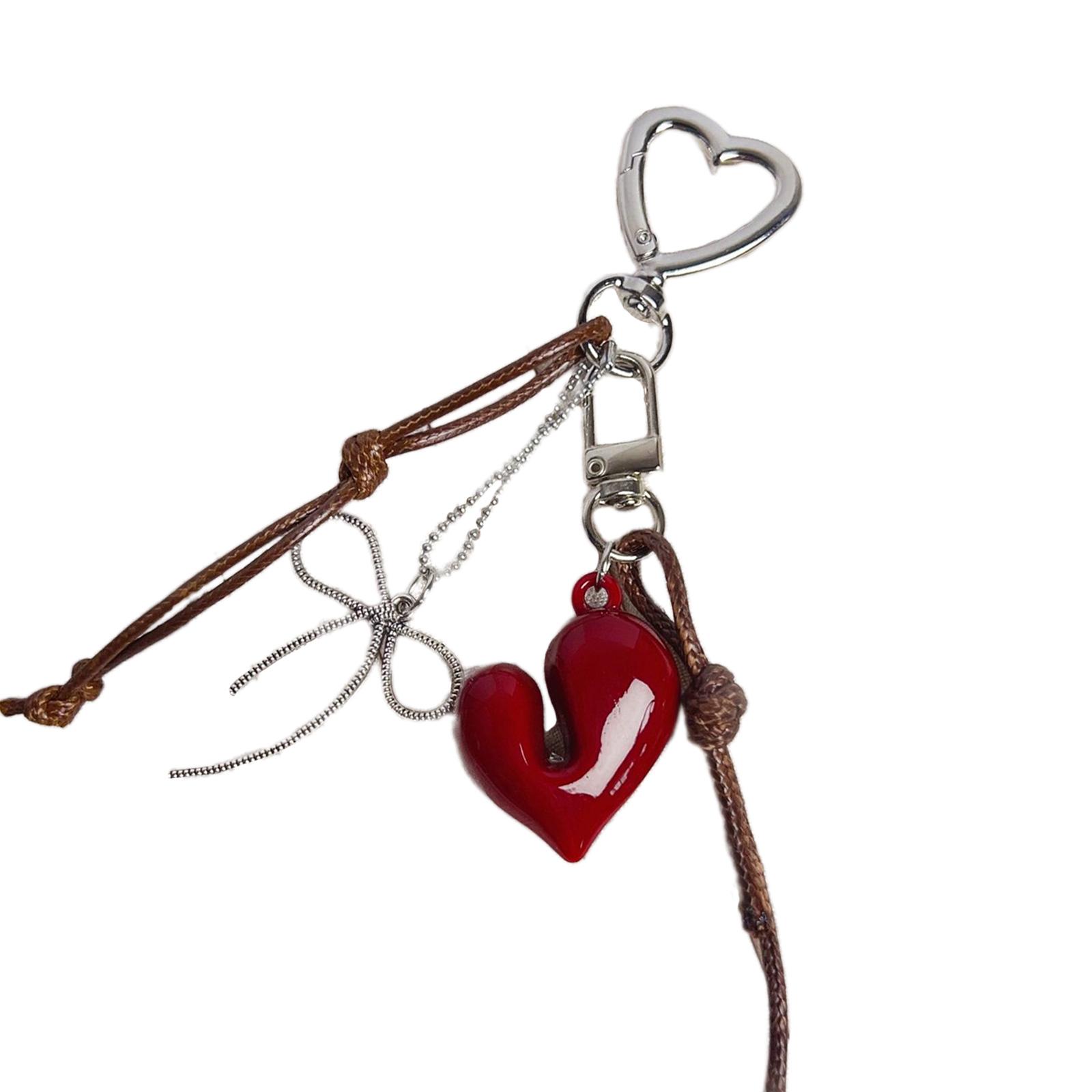 

Стильный брелок для сумки в форме сердца и держатель для ключей с уникальной ручной работой, текстура сплава для повседневного использования 1