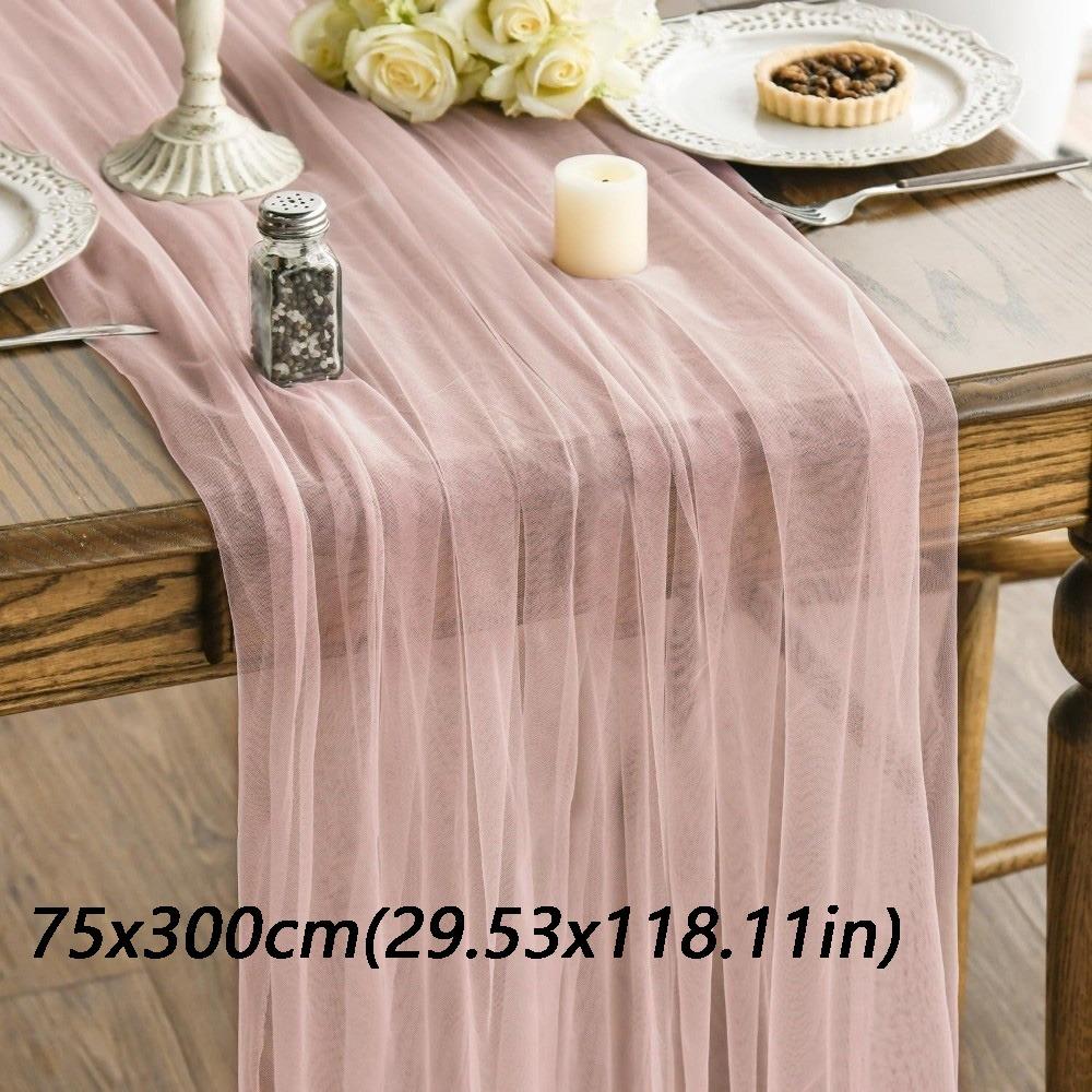 Elegant Tulle Tulle Sheer Table Runner Boho Rustic Chiffon Table Runner  Party Banquet
