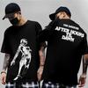 Schwarzes Oversized-Baumwoll-T-Shirt mit Retro-Porträt von The Weeknd und „Dawn FM“-Logo für treue Fans des R&B-Stars