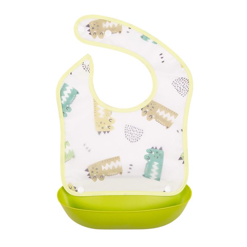 

Детский съемный нагрудник для кормления с карманом для риса, имитация силикона, водонепроницаемые нагрудники для мальчиков и девочек, детская ткань для отрыжки, регулируемая с рисунком зелёный