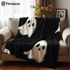 Sketch Ghost Repeat Anime Cartoon Flannel Blanket Soft Warm Throw for Bedroom Sofa Car Kids Holiday Gift