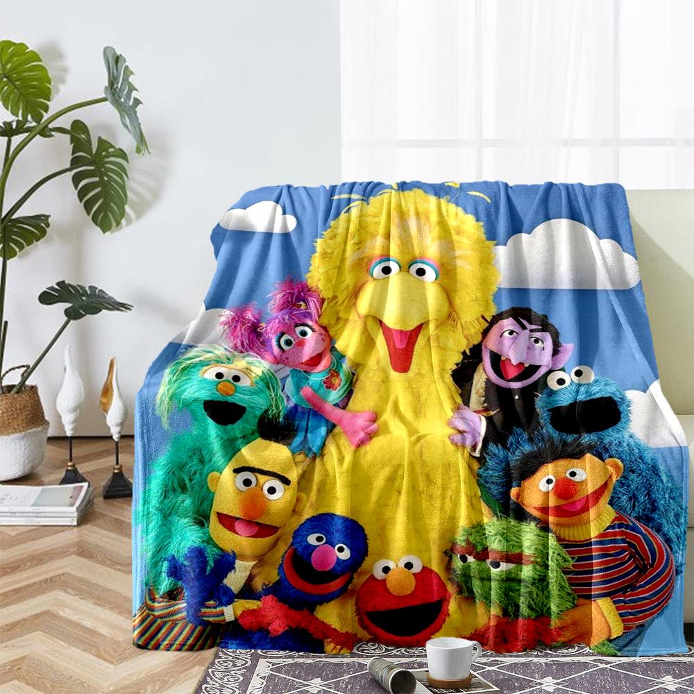 Sesame Street Theme Printed Blanket - Perfect for Couch, Bed, Travel & Outdoor Use | Machine Washable, Cozy & Durable.