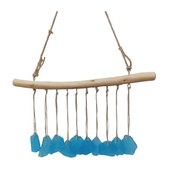 

Ручная работа Морские стеклянные ветряные колокольчики для улицы Прибрежный стиль Подвесной ветряной колокольчик с деревянной вешалкой для декора стены дома, сада Подарки для мамы, женщин